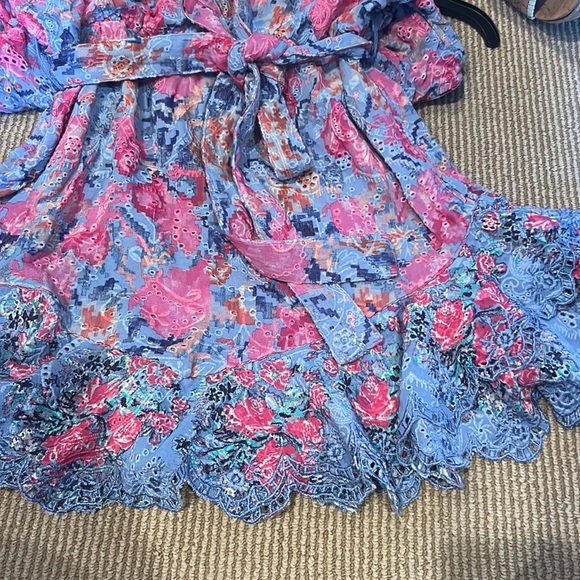 NWT HEMANT & NANDITA mila one shoulder ruffle dress in stone blue size large - Picture 12 of 16